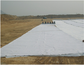 Installation de g&eacute;otextile pour all&eacute;e